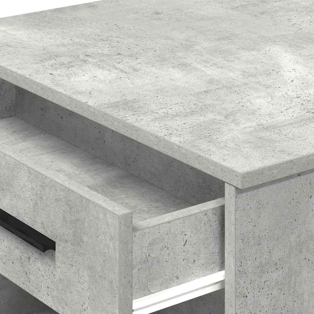 Concrete Grey Engineered Wood Desk with Drawer & Shelf - 102x62x77.5 cm
