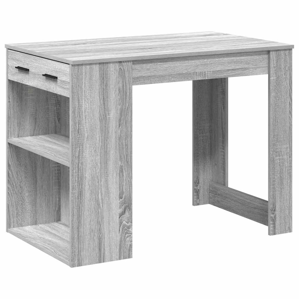 Grey Sonoma Engineered Wood Desk with Drawer & Shelf, 102x62x77.5 cm