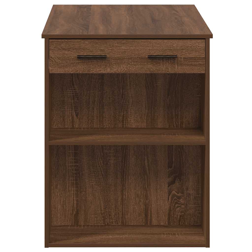 Brown Oak Desk with Drawer & Shelf - 102x62x77.5 cm Engineered Wood