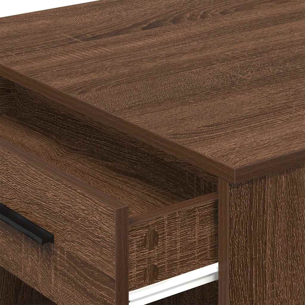 Brown Oak Desk with Drawer & Shelf - 102x62x77.5 cm Engineered Wood