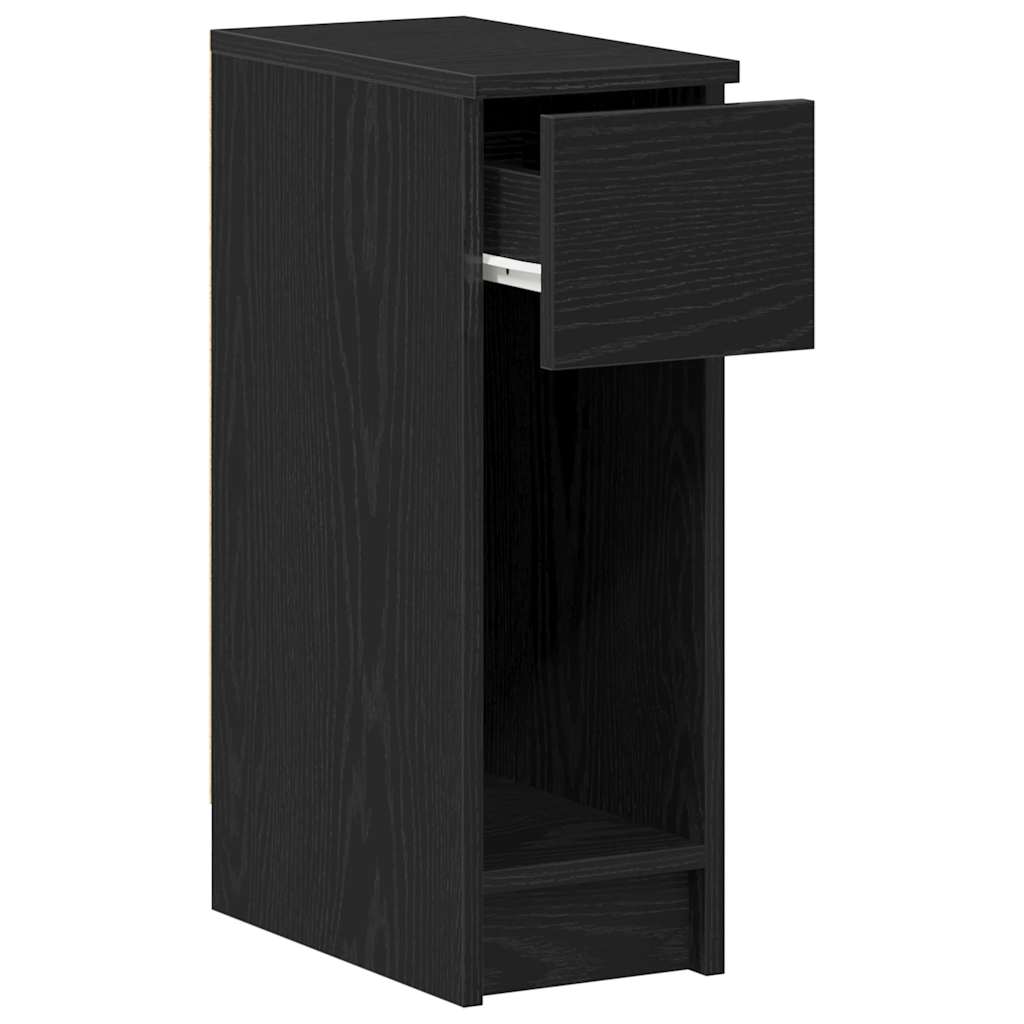 Bedside Cabinet with Drawer Black Oak 20x36x60 cm