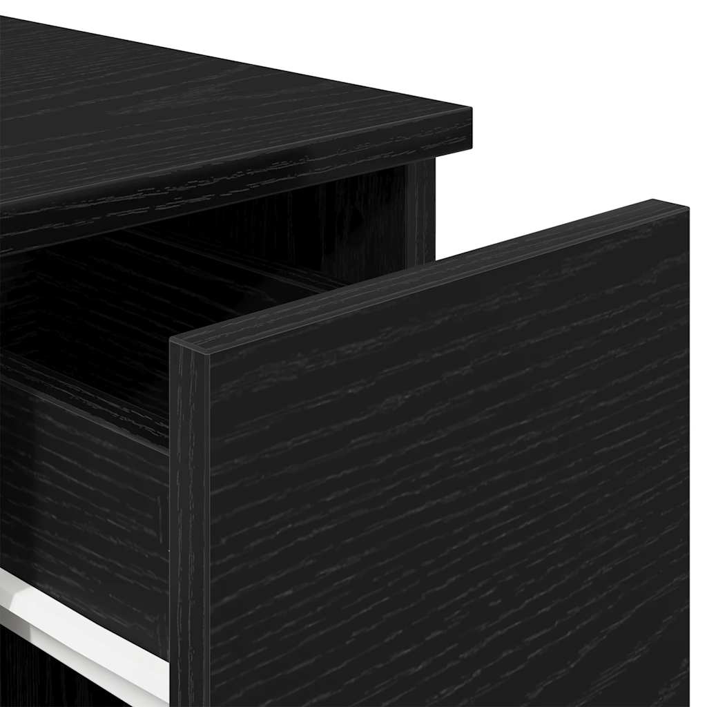 Bedside Cabinet with Drawer Black Oak 20x36x60 cm