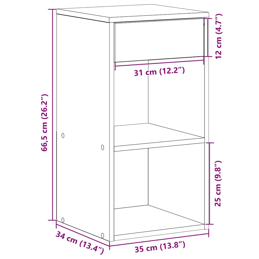 Bedside Cabinet with Drawer Grey Sonoma 35x34x66.5 cm