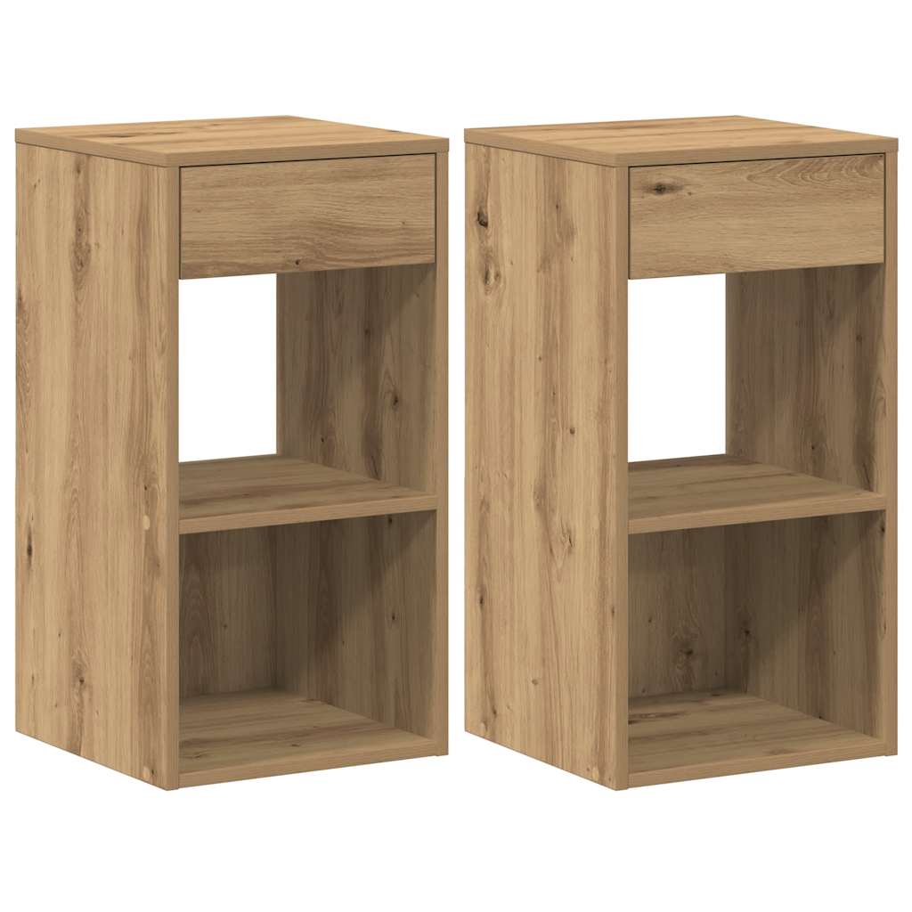 Bedside Cabinets with Drawer 2 pcs Artisan Oak 35x34x66.5 cm