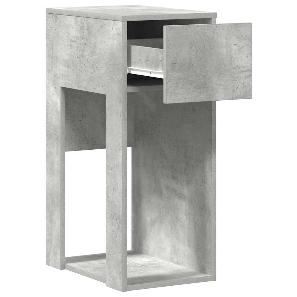 Concrete Grey Computer Tower Stand with Drawer - 30x44x74 cm