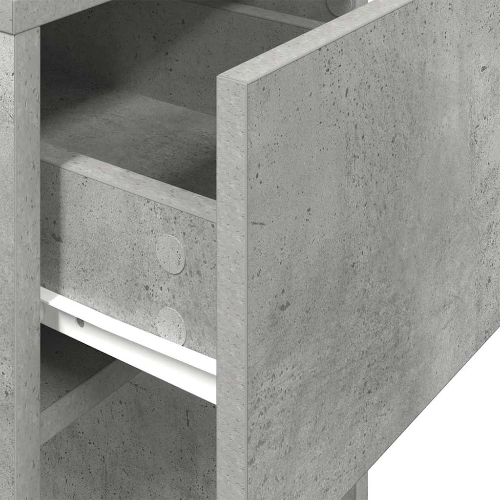Concrete Grey Computer Tower Stand with Drawer - 30x44x74 cm