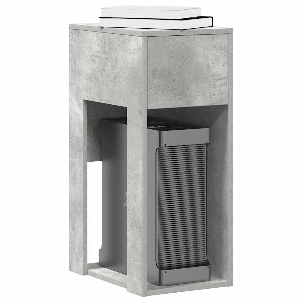 Concrete Grey Computer Tower Stand with Drawer - 30x44x74 cm