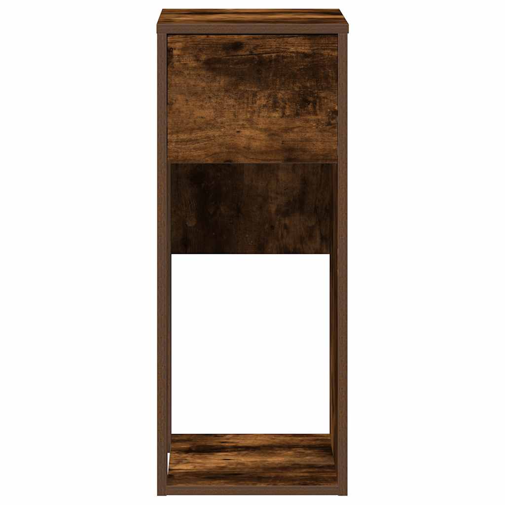 Smoked Oak Computer Tower Stand with Drawer - 30x44x74 cm