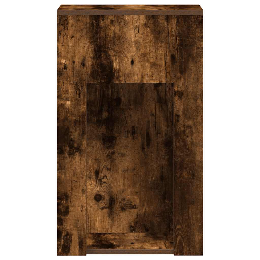 Smoked Oak Computer Tower Stand with Drawer - 30x44x74 cm
