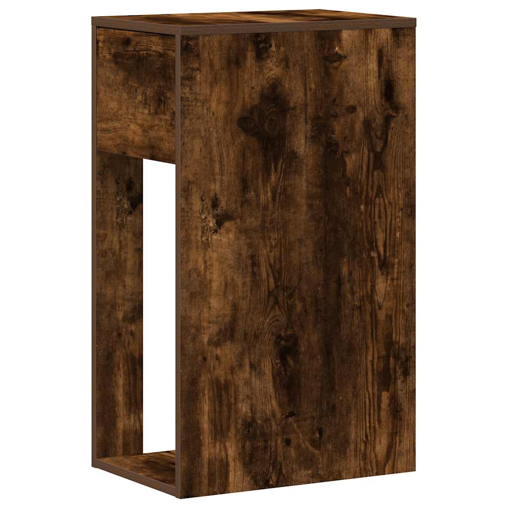 Smoked Oak Computer Tower Stand with Drawer - 30x44x74 cm