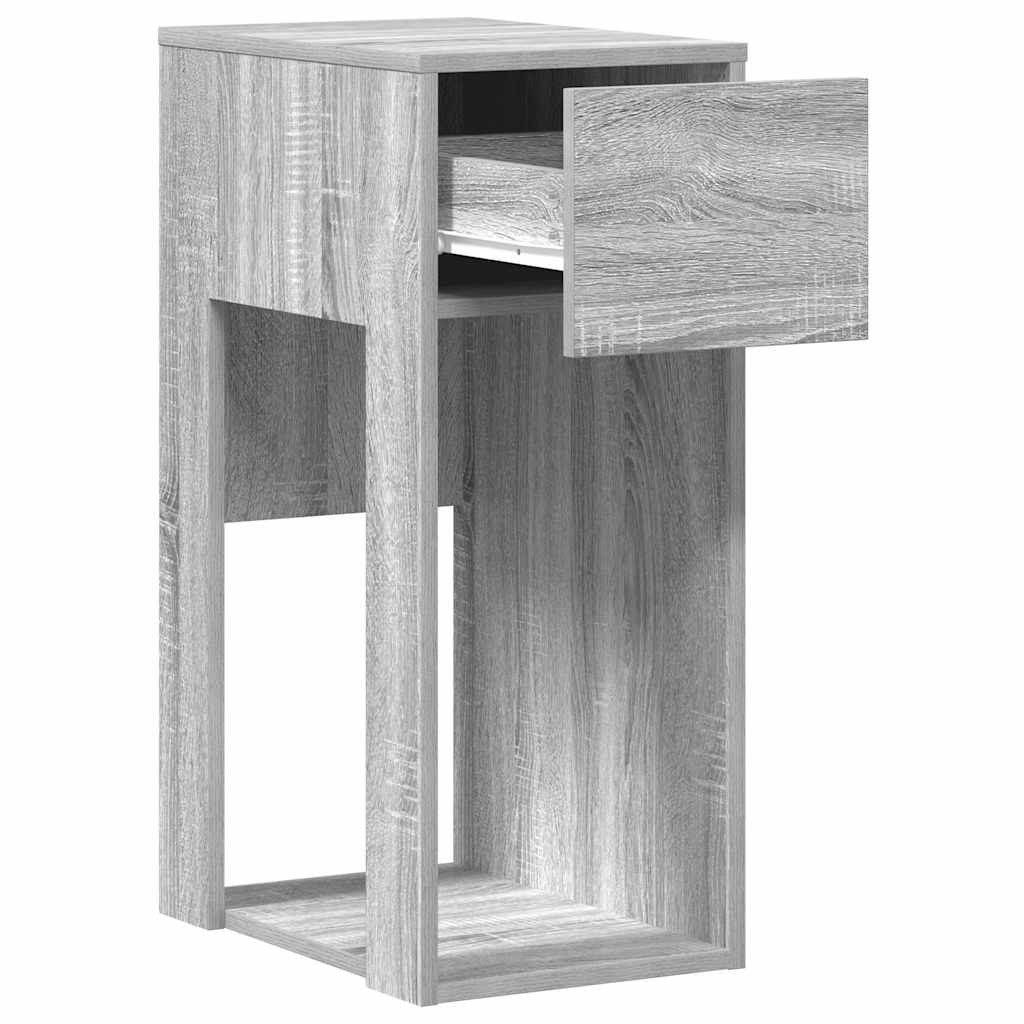 Grey Sonoma Computer Tower Stand with Drawer, 30x44x74 cm