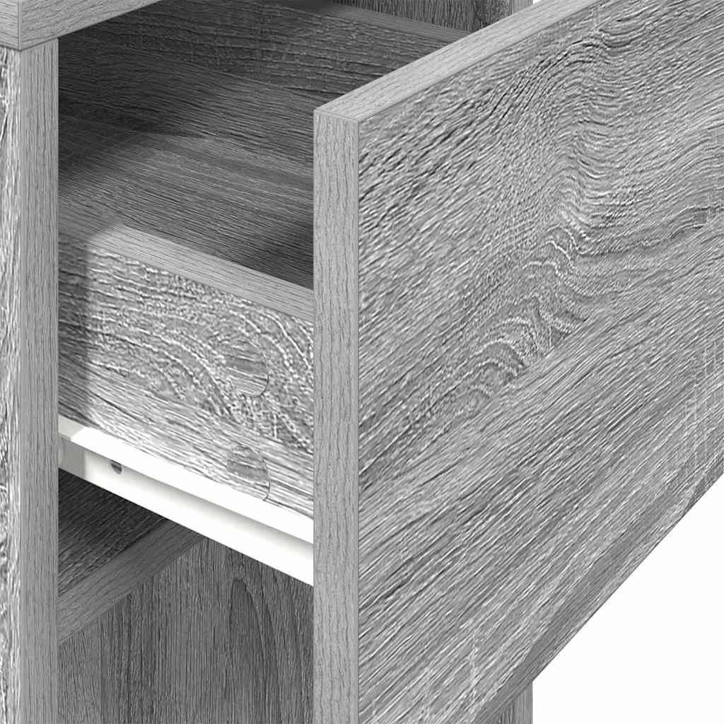 Grey Sonoma Computer Tower Stand with Drawer, 30x44x74 cm