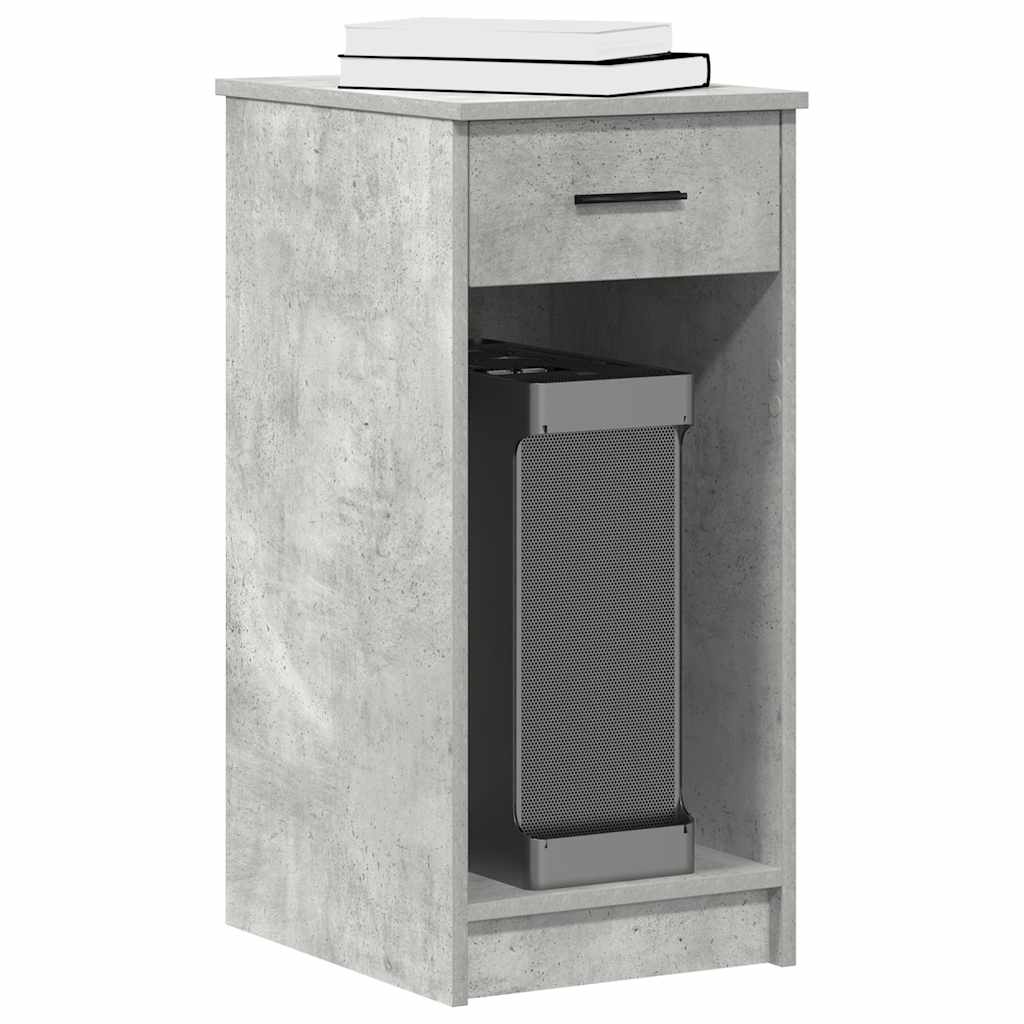 Concrete Grey Computer Tower Stand with Drawer, 35x45x77 cm