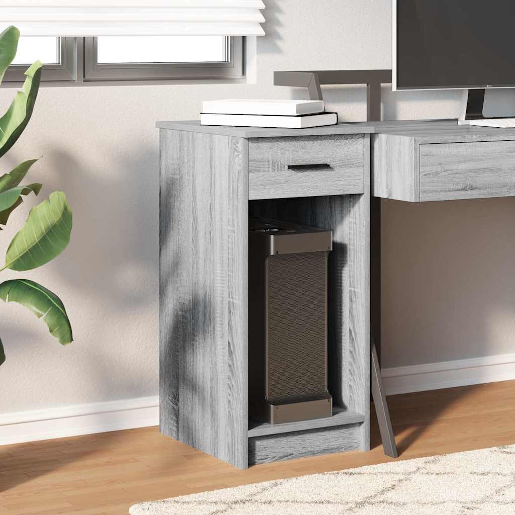 Grey Sonoma Computer Tower Stand with Drawer - 35x45x77 cm