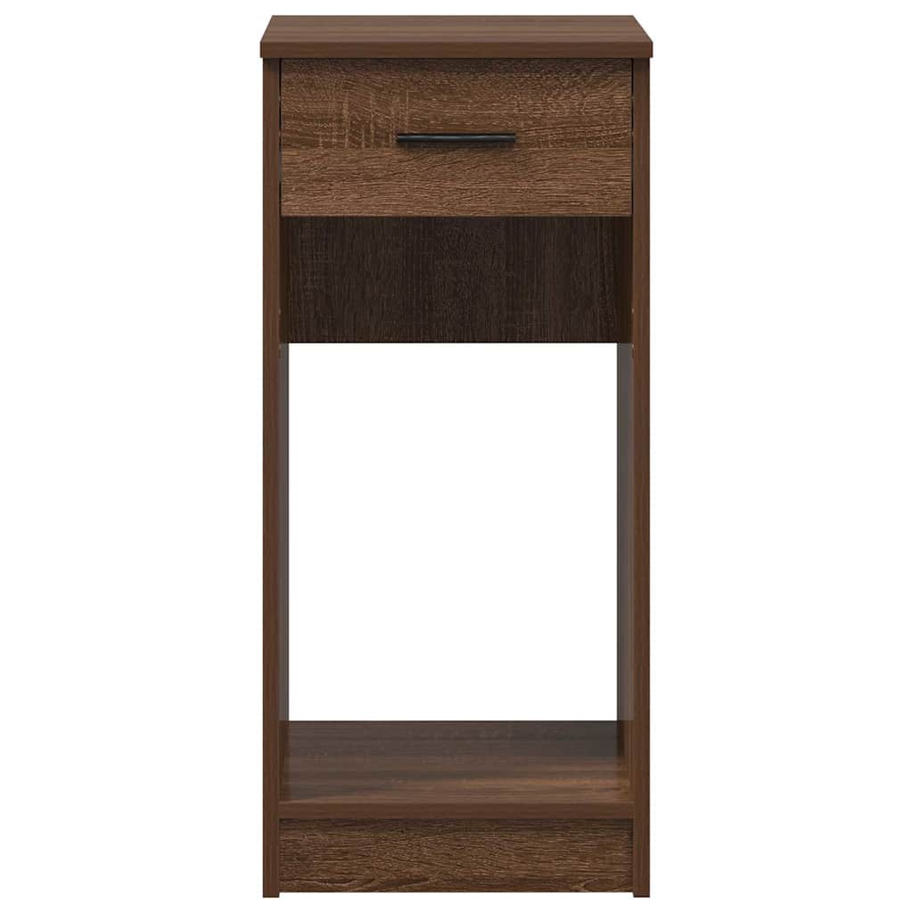 Brown Oak Computer Tower Stand with Drawer - 35x45x77 cm