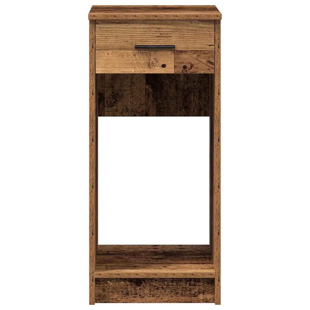 Rustic Wood Computer Tower Stand with Drawer - 35x45x77 cm