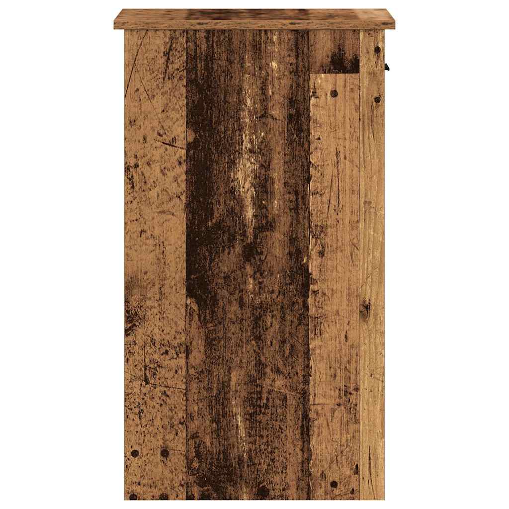 Rustic Wood Computer Tower Stand with Drawer - 35x45x77 cm