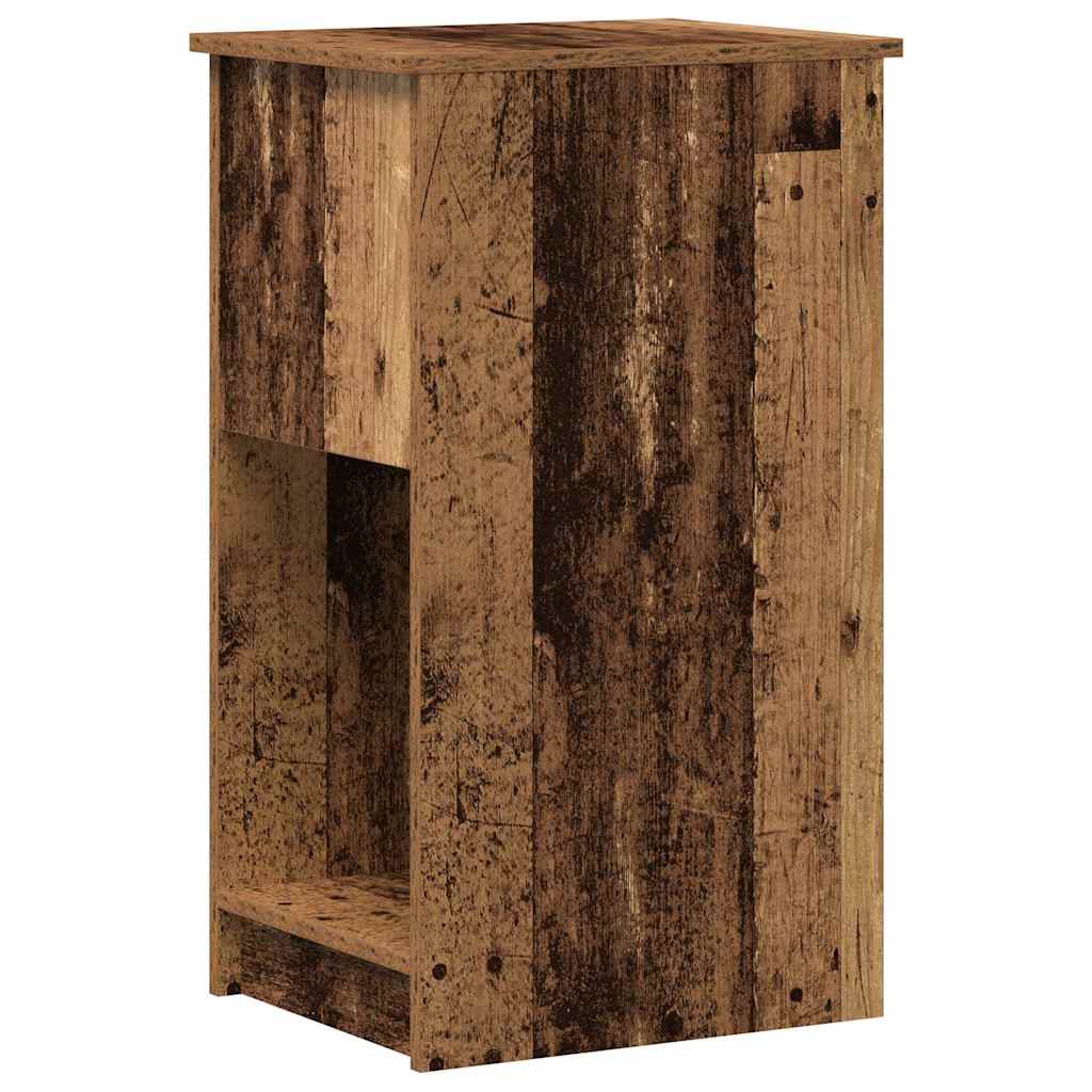 Rustic Wood Computer Tower Stand with Drawer - 35x45x77 cm