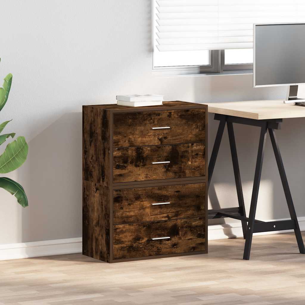 Cabinets with 2 Drawers 2 pcs Smoked Oak 60x31x40 cm Engineered Wood