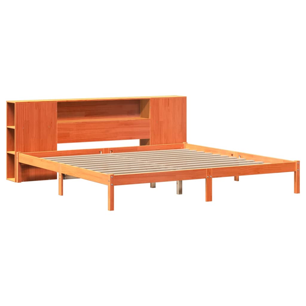 Bookcase Bed without Mattress Wax Brown 180x200 cm Super King Solid Wood Pine
