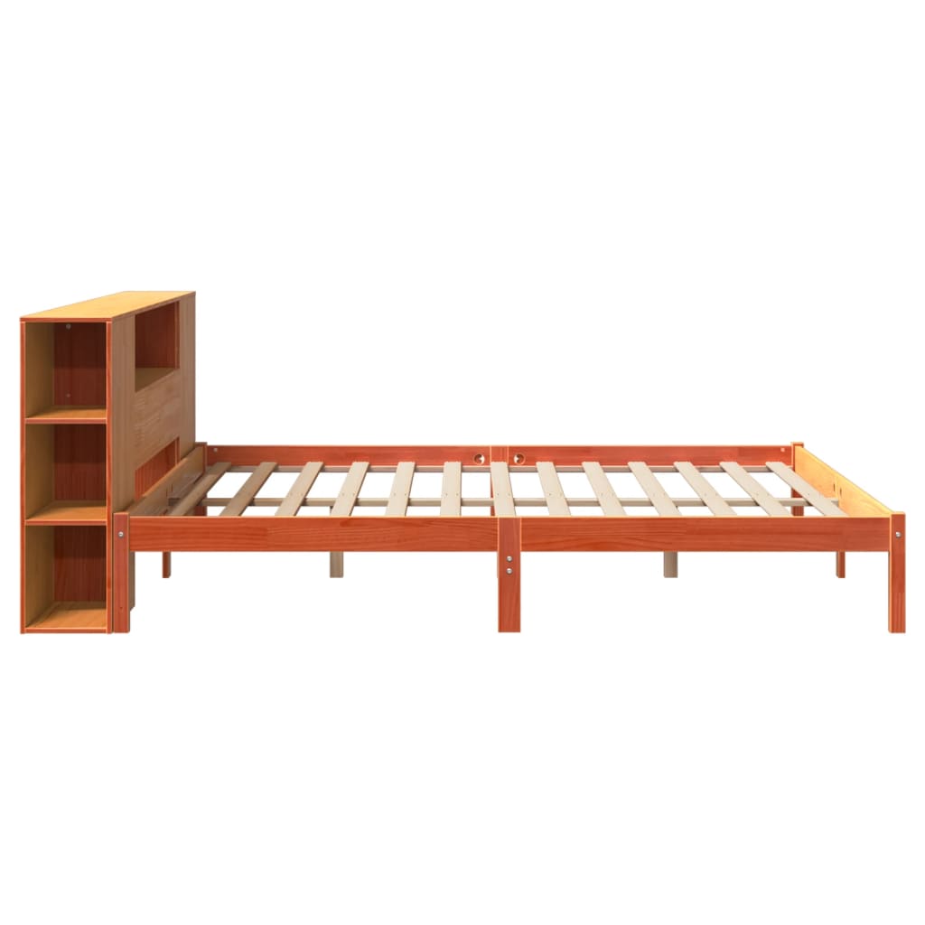 Bookcase Bed without Mattress Wax Brown 180x200 cm Super King Solid Wood Pine