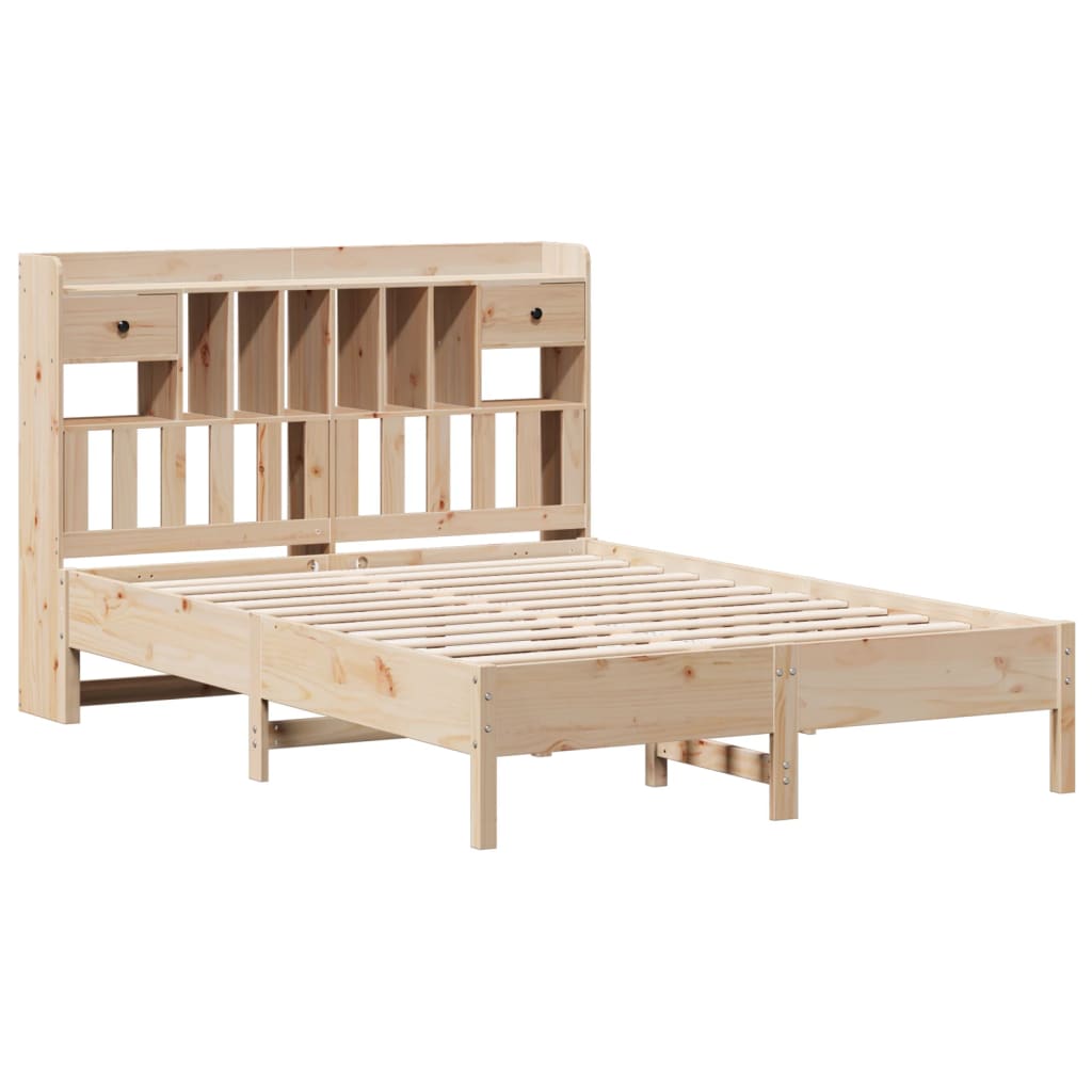 Bookcase Bed without Mattress 150x200 cm King Size Solid Wood Pine