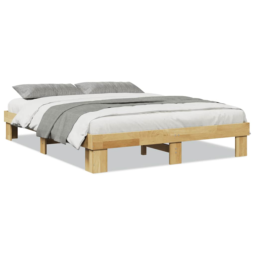 Solid Oak Bed Frame 140x200 cm - Sturdy & Stylish Wood Design