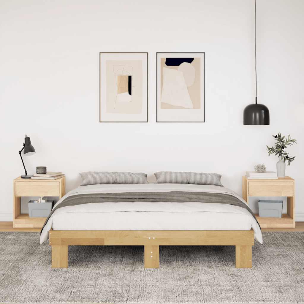 Solid Oak Bed Frame 140x200 cm - Sturdy & Stylish Wood Design