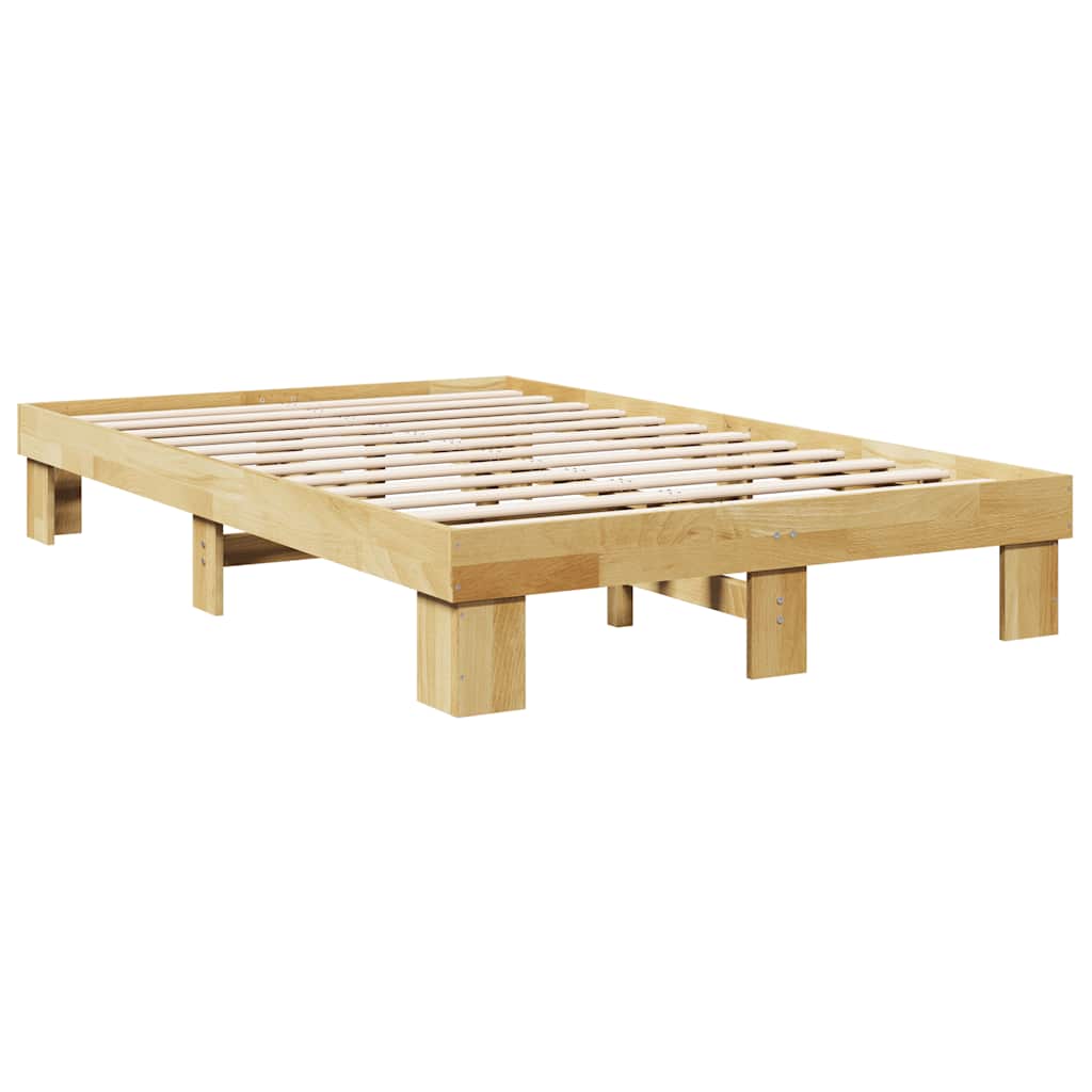 Compact Oak Solid Wood Bed Frame 120x190 cm - No Mattress Included