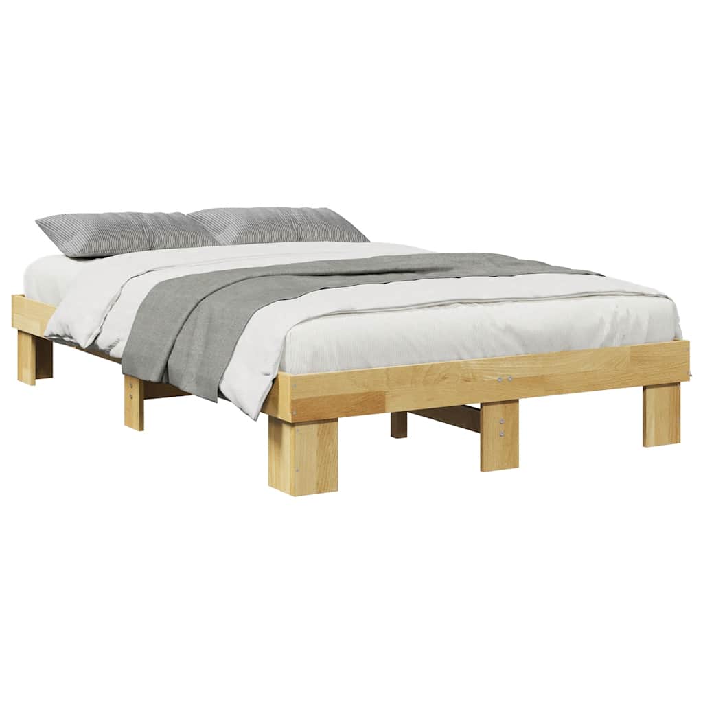 Compact Oak Solid Wood Bed Frame 120x190 cm - No Mattress Included