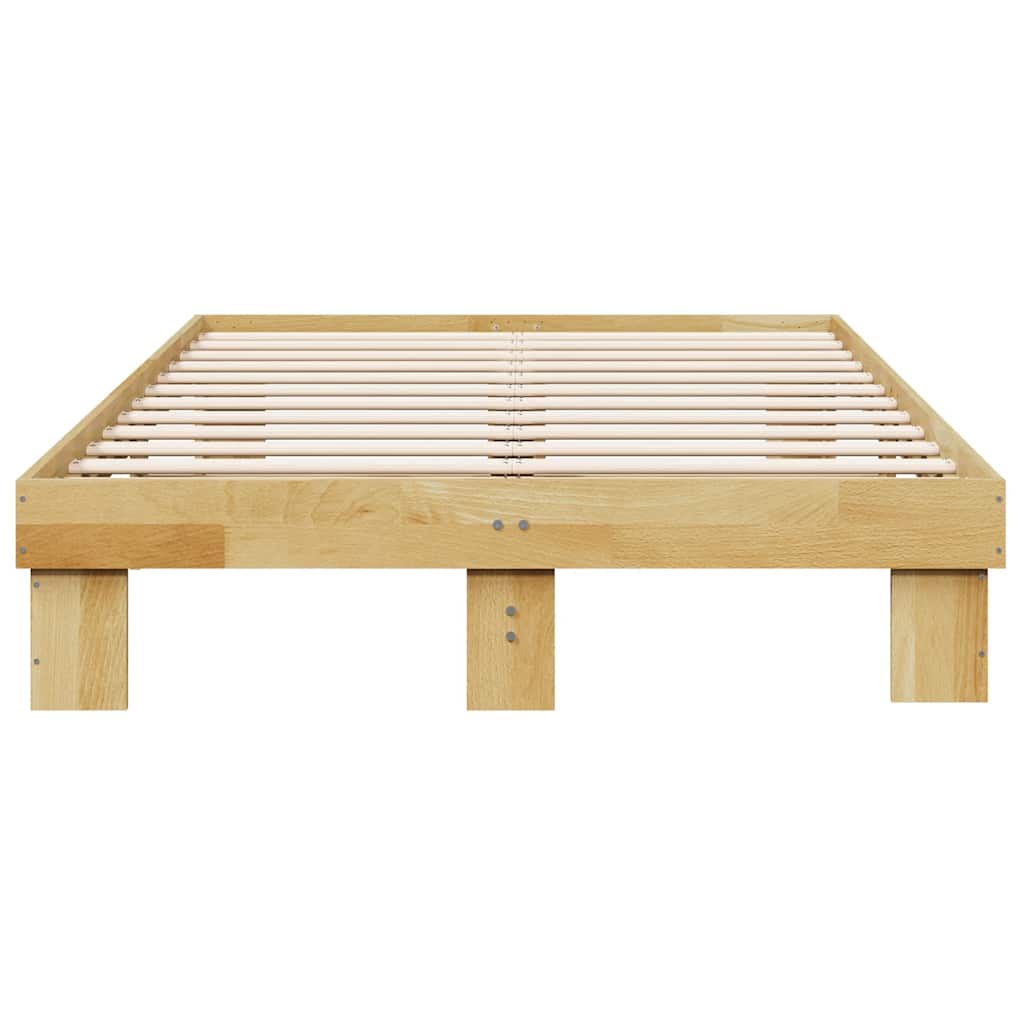 Compact Oak Solid Wood Bed Frame 120x190 cm - No Mattress Included