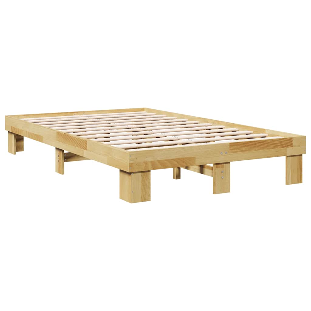 Compact Oak Solid Wood Bed Frame 120x190 cm - No Mattress Included