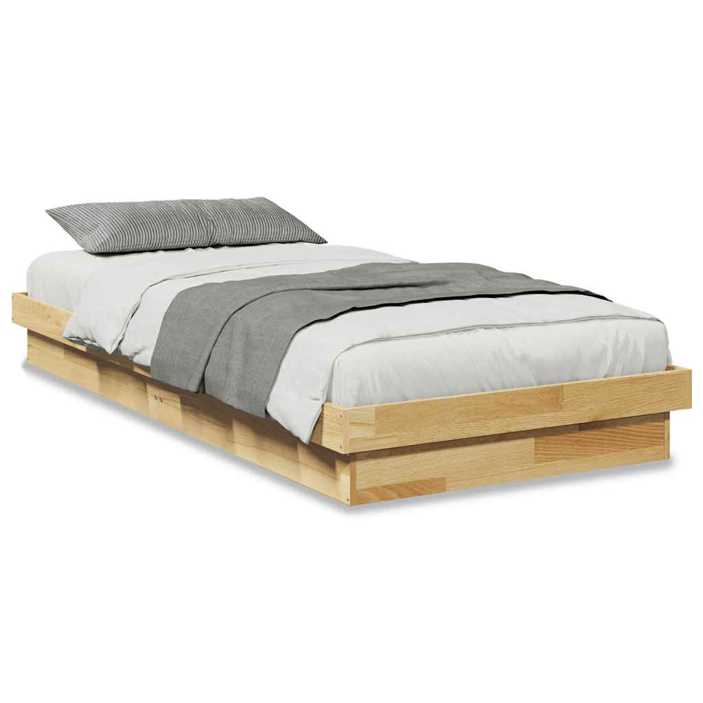 Solid Oak Wood Bed Frame 75x190 cm - No Mattress Included