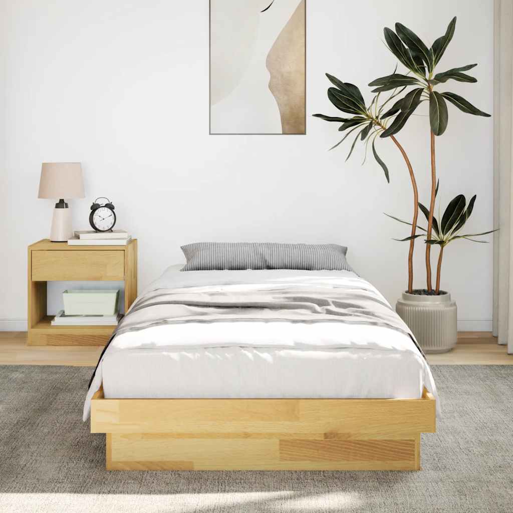Solid Oak Wood Bed Frame 75x190 cm - No Mattress Included