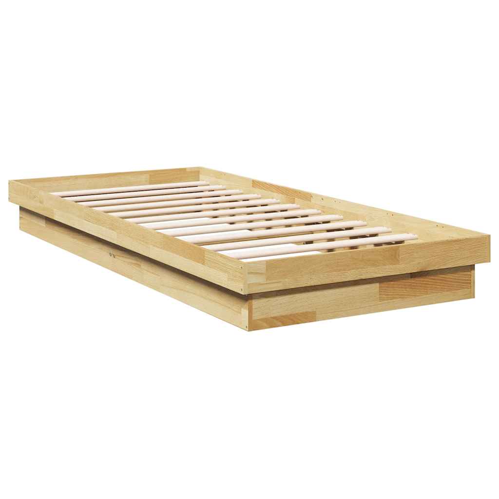 Solid Oak Wood Bed Frame 75x190 cm - No Mattress Included