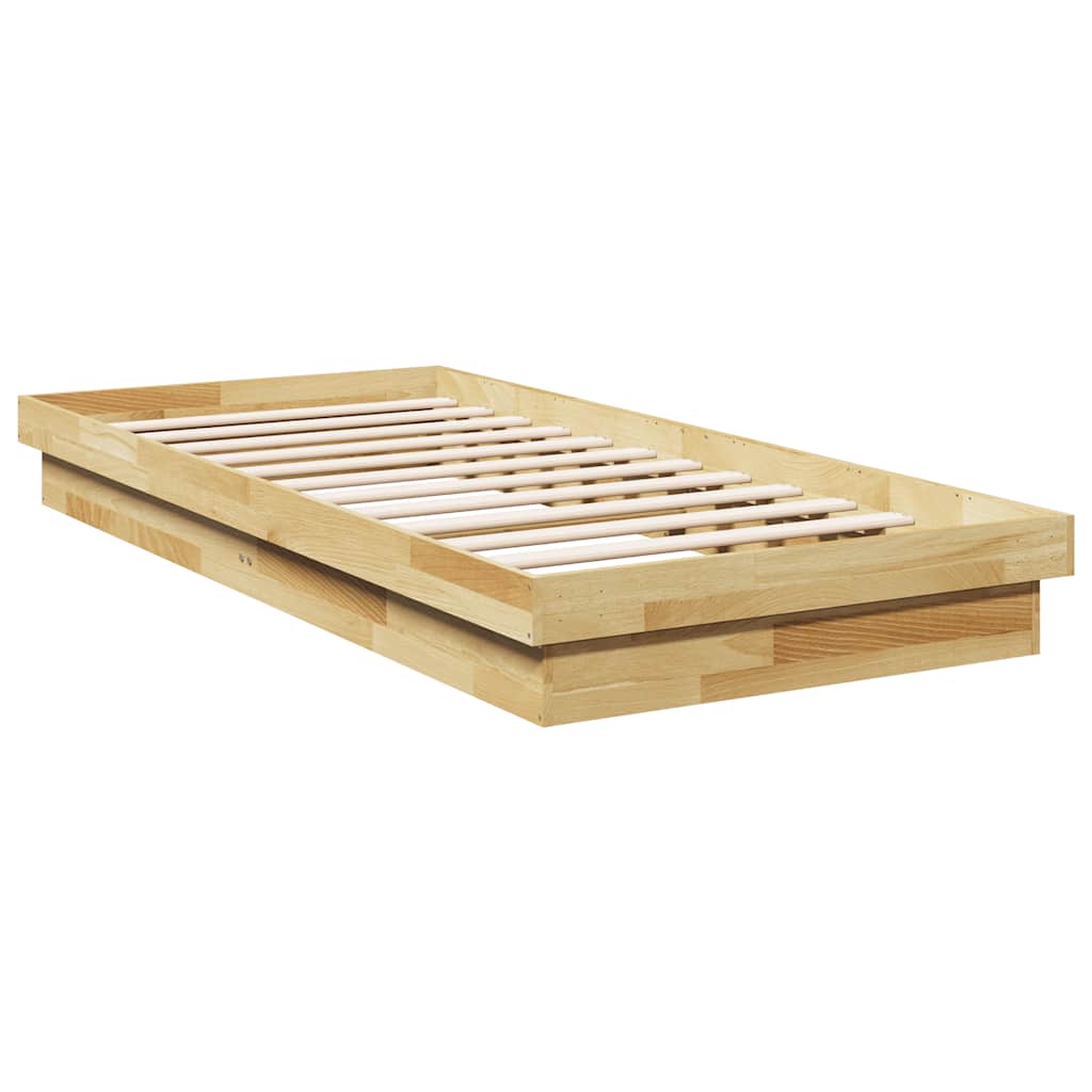 Solid Oak Wood Bed Frame 75x190 cm - No Mattress Included