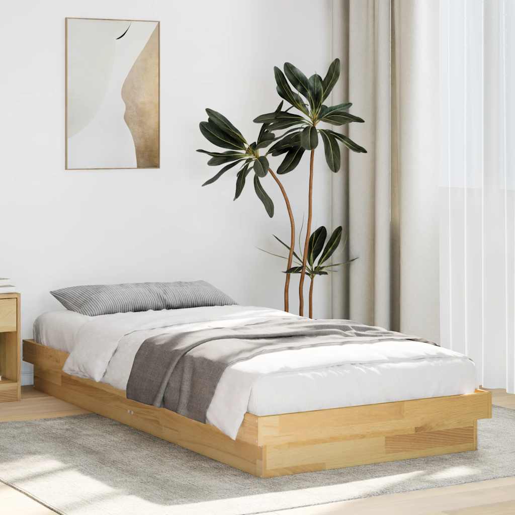 Solid Oak Wood Bed Frame 75x190 cm - No Mattress Included