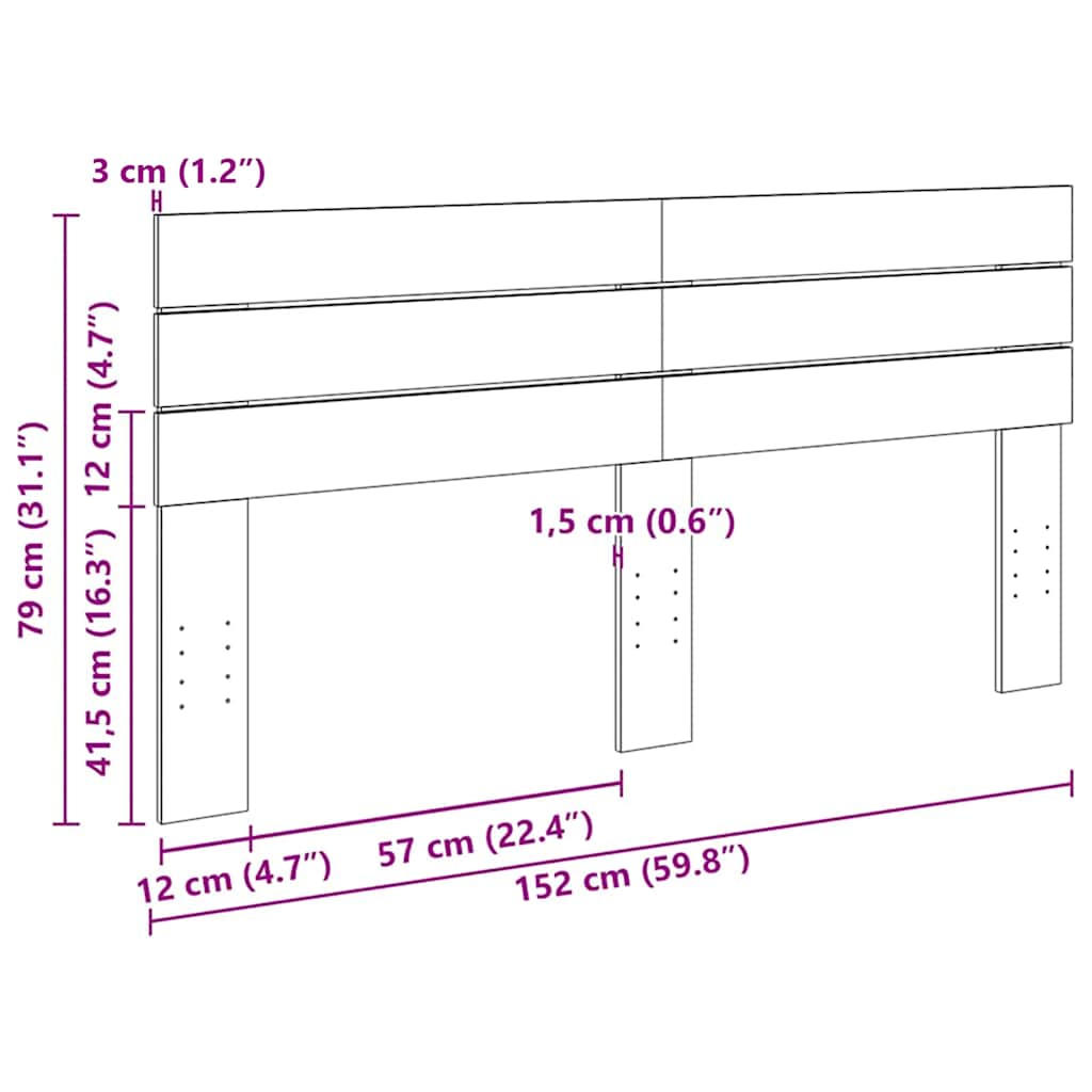 Solid Oak Headboard 150 cm - Elegant & Durable Wood Design