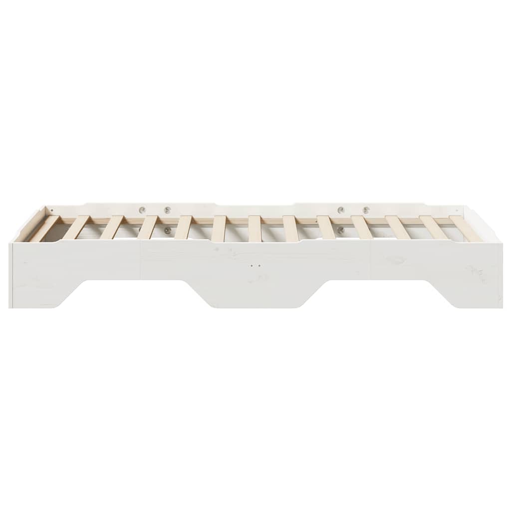 Bed Frame No Mattress Stackable White 90x190 cm Single Solid Wood
