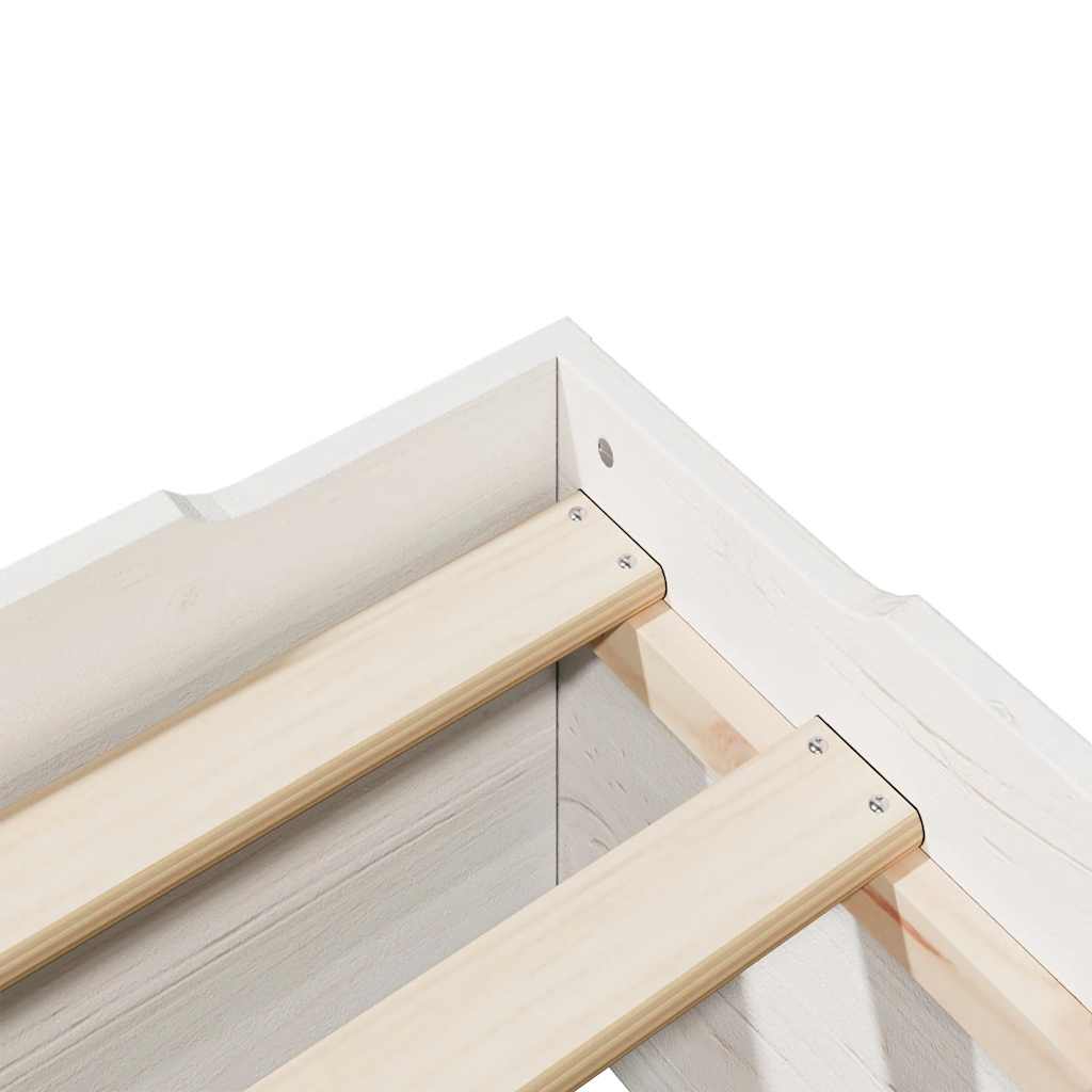 Bed Frame No Mattress Stackable White 90x190 cm Single Solid Wood