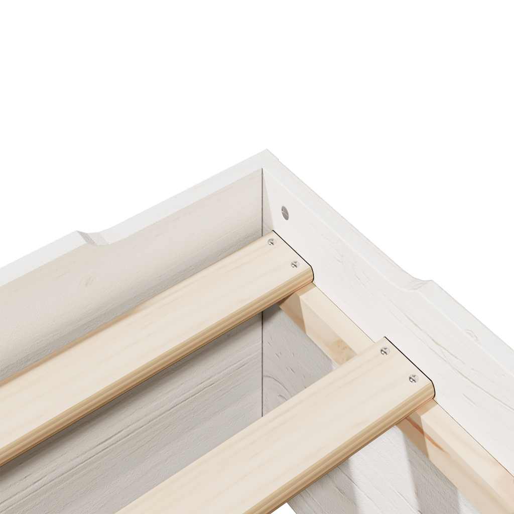 Bed Frame No Mattress Stackable White 75x190 cm Small Single Solid Wood
