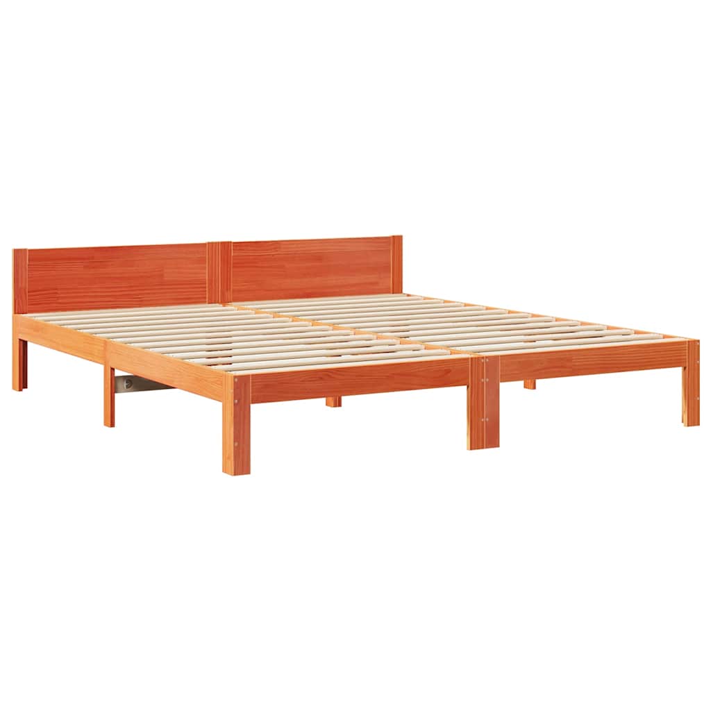 Bed Frame without Mattress Wax Brown 180x200 cm Super King Solid Wood Pine