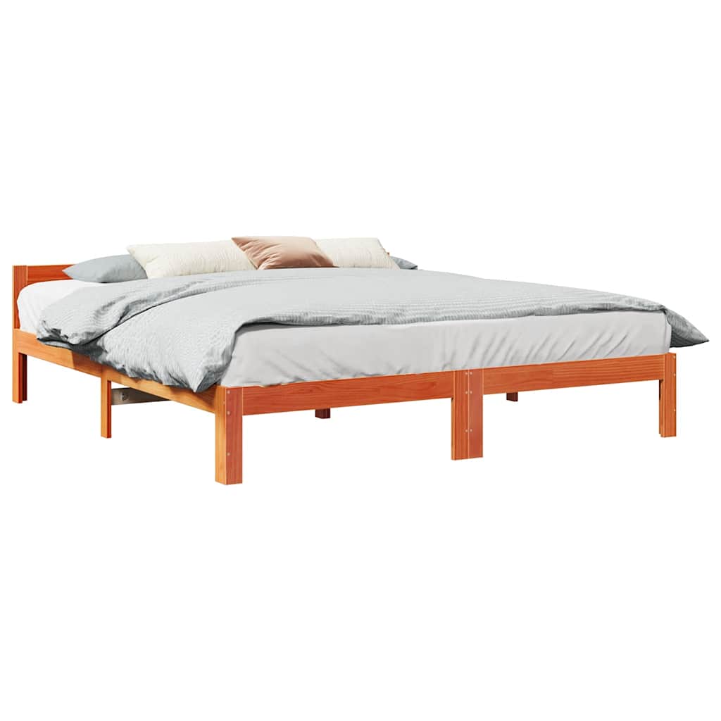 Bed Frame without Mattress Wax Brown 180x200 cm Super King Solid Wood Pine