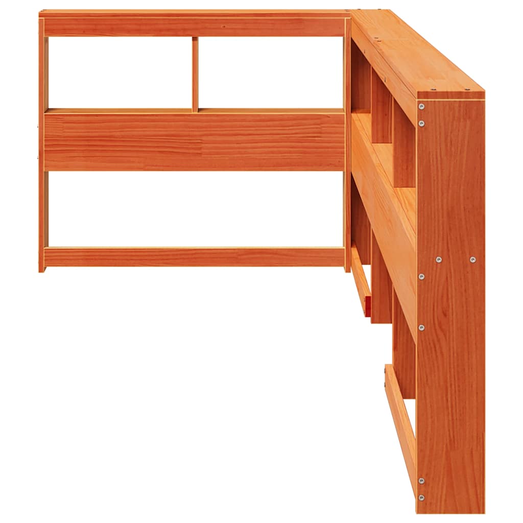 Bookcase Headboard L-Shaped Wax Brown 100 cm Solid Wood Pine