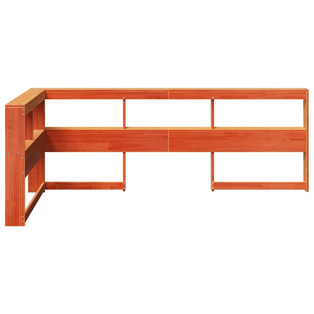 Bookcase Headboard L-Shaped Wax Brown 100 cm Solid Wood Pine