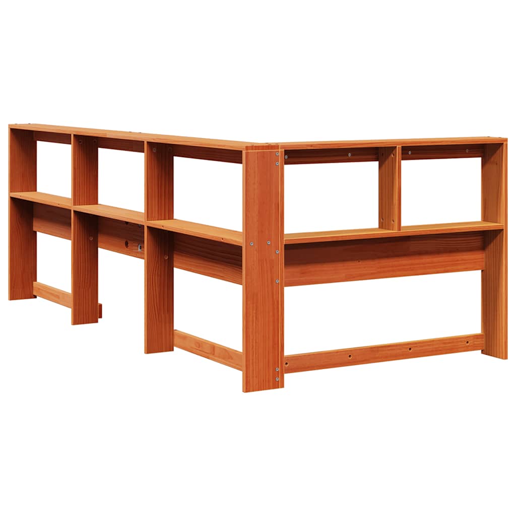 Bookcase Headboard L-Shaped Wax Brown 100 cm Solid Wood Pine