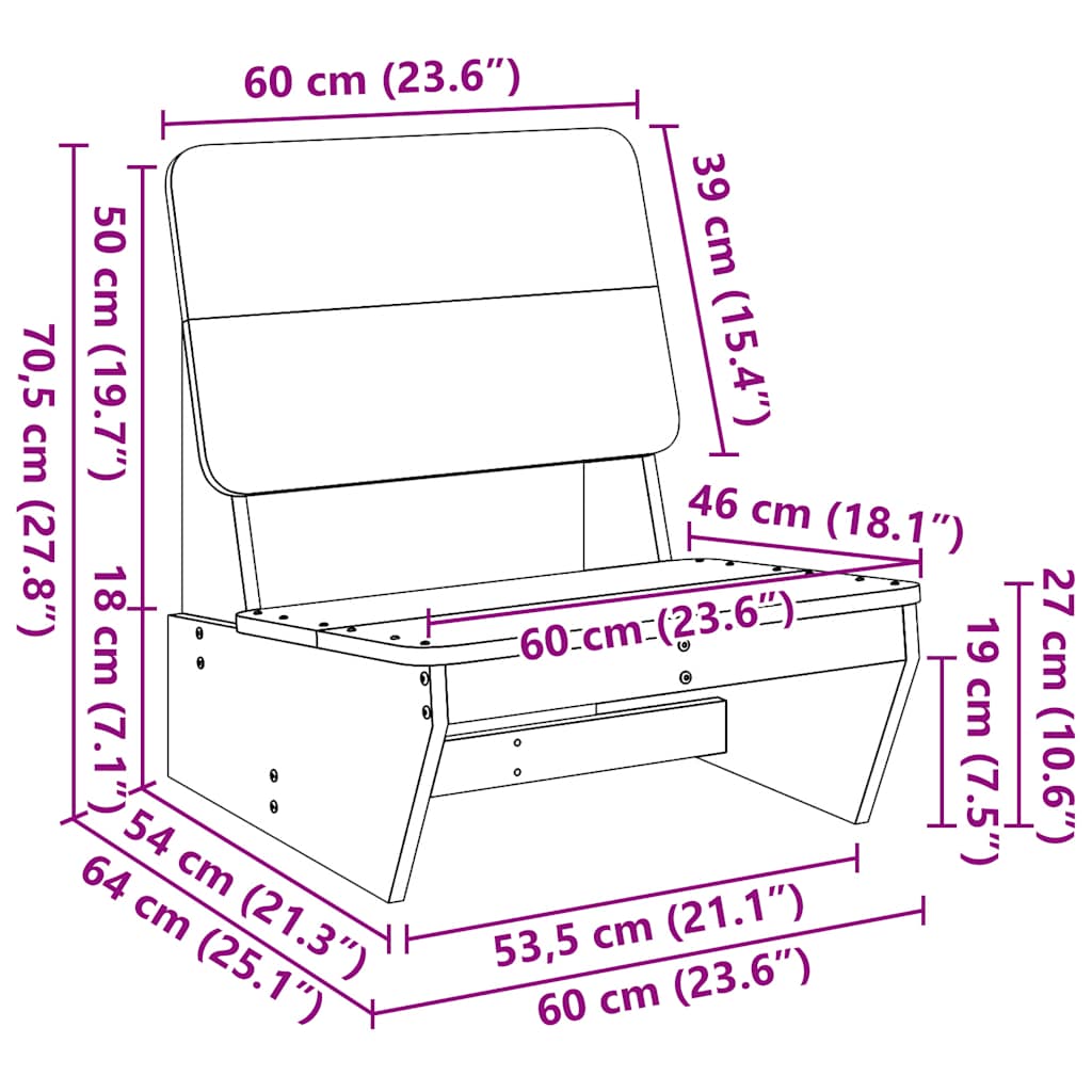 Durable Pine Garden Chair - 60x64x70.5 cm Impregnated Wood