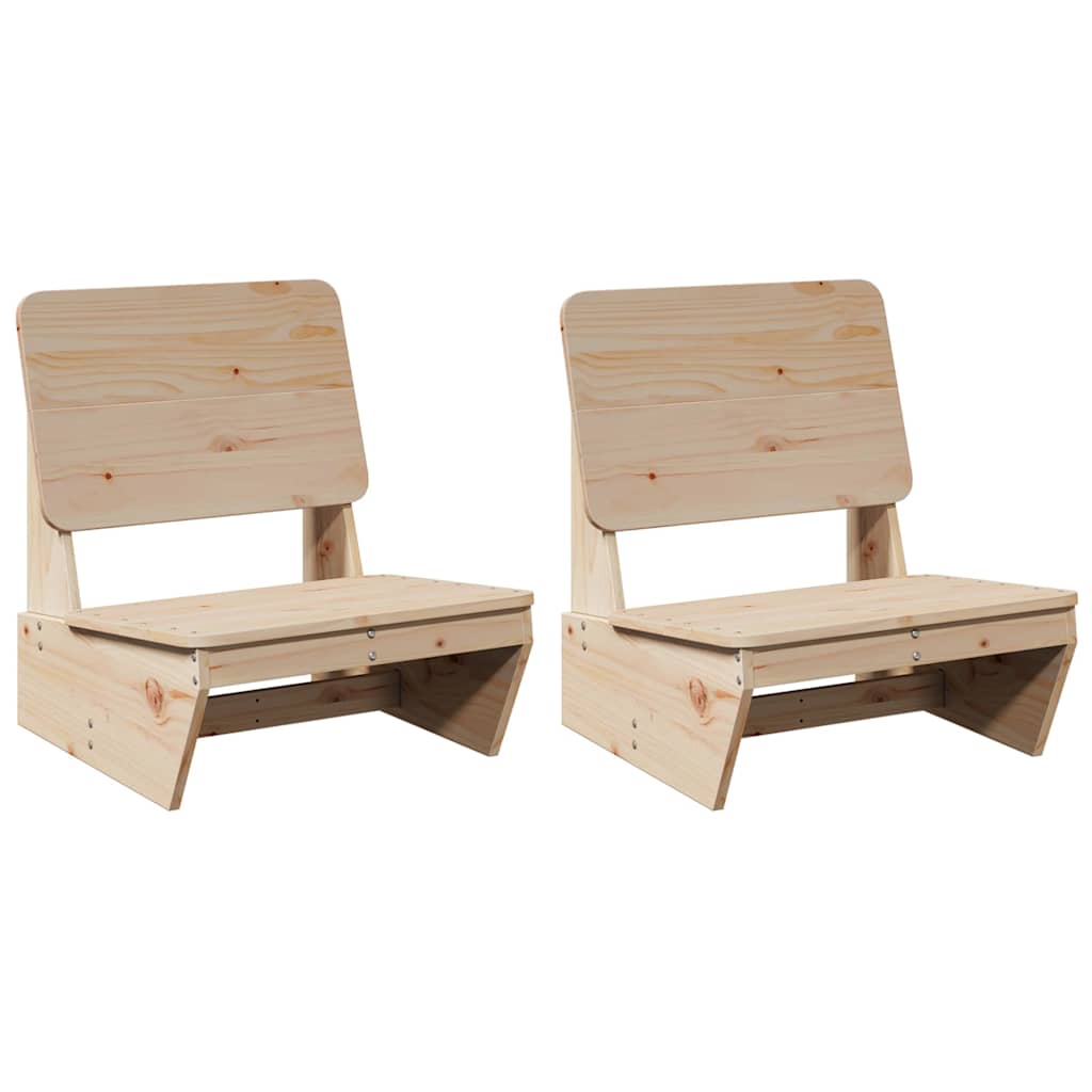 Set of 2 Solid Pine Garden Chairs, 60x64x70.5 cm, Natural Finish