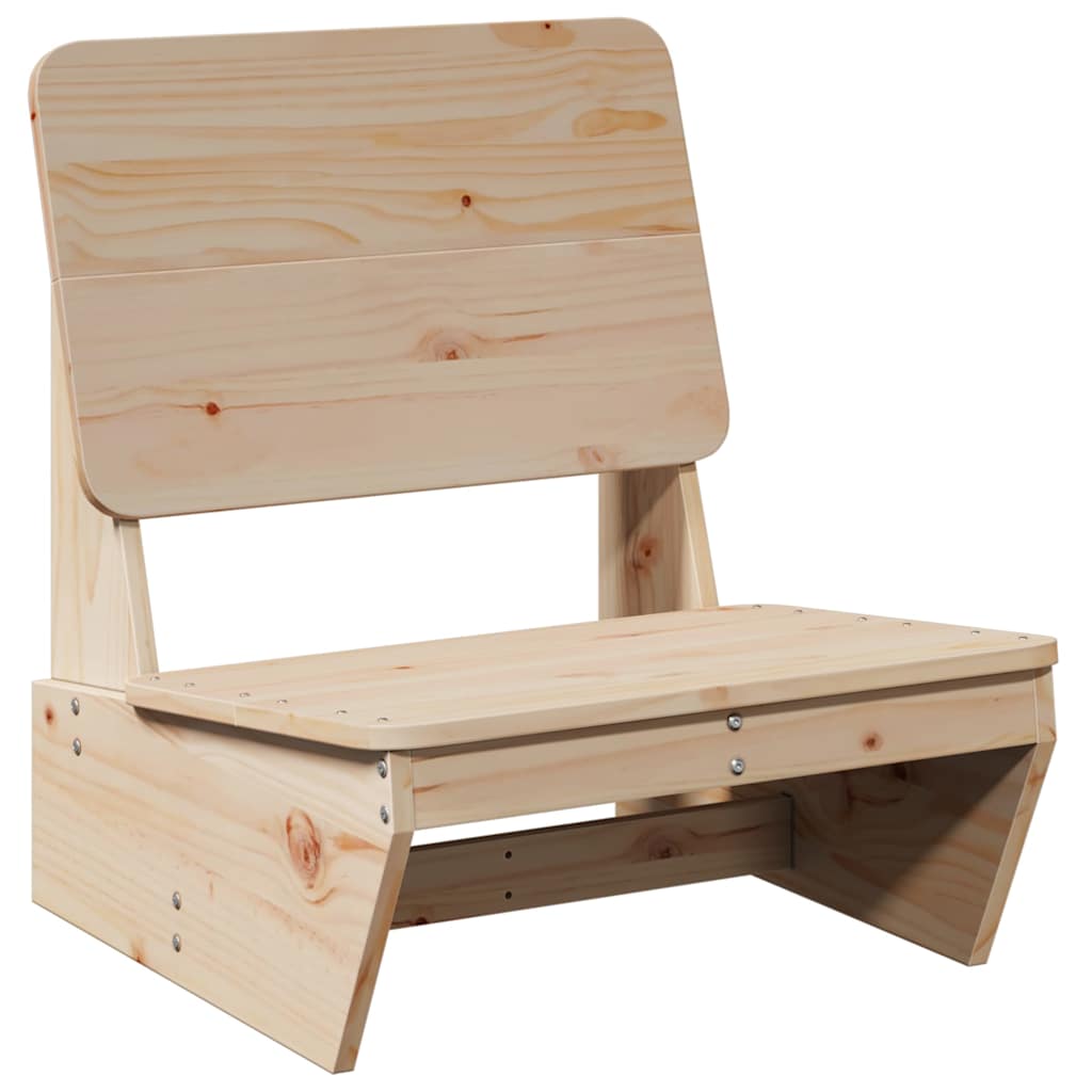 Set of 2 Solid Pine Garden Chairs, 60x64x70.5 cm, Natural Finish