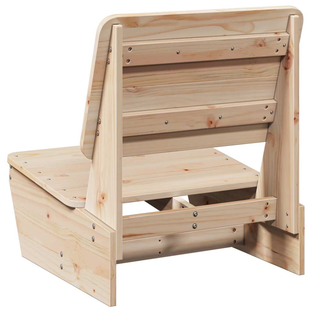 Set of 2 Solid Pine Garden Chairs, 60x64x70.5 cm, Natural Finish